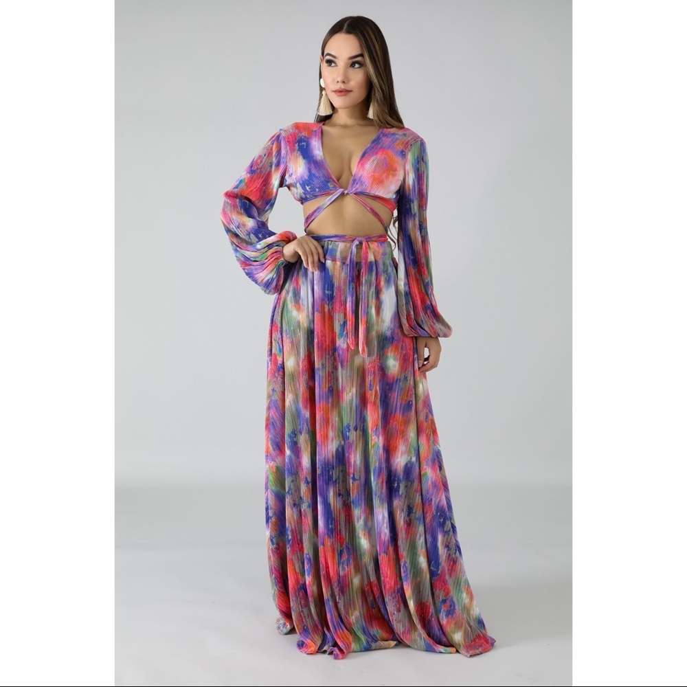Multicolor 2-Piece Maxi Skirt Set